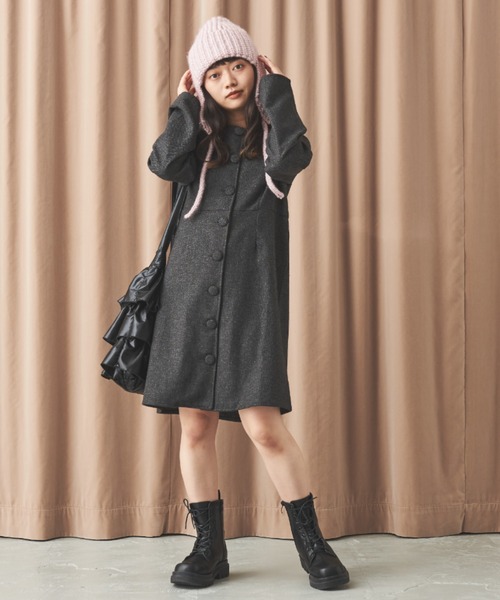 MERLOT(メルロー)の「ヘリンボーンミニワンピース(ワンピース・レディース・ベージュ/グレー・FREE)」の4枚目の写真