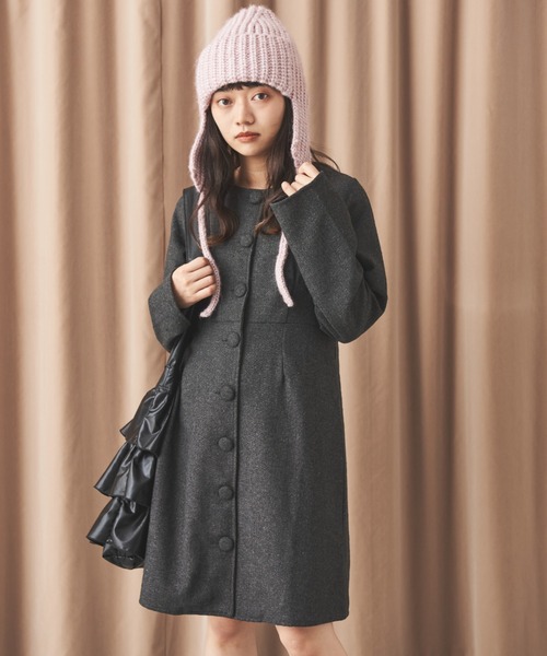 MERLOT(メルロー)の「ヘリンボーンミニワンピース(ワンピース・レディース・ベージュ/グレー・FREE)」の8枚目の写真