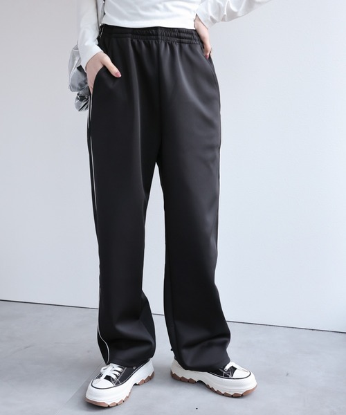 LAC-VERT（ラック・ヴェール）の「【セットアップ対応】配色トラックジャージ/パンツ（その他パンツ・レディース・ブラック/ピンク/ベージュ・FREE）」の4枚目の写真