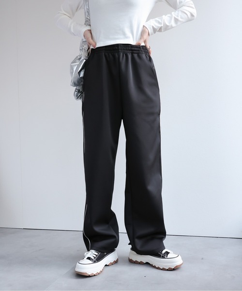 LAC-VERT（ラック・ヴェール）の「【セットアップ対応】配色トラックジャージ/パンツ（その他パンツ・レディース・ブラック/ピンク/ベージュ・FREE）」の5枚目の写真
