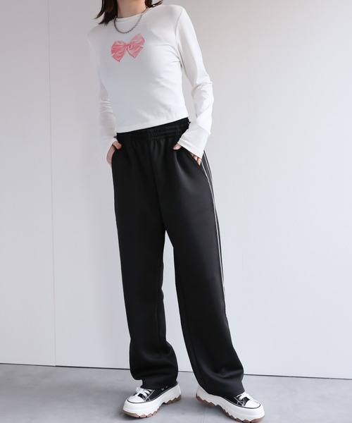 LAC-VERT（ラック・ヴェール）の「【セットアップ対応】配色トラックジャージ/パンツ（その他パンツ・レディース・ブラック/ピンク/ベージュ・FREE）」の22枚目の写真
