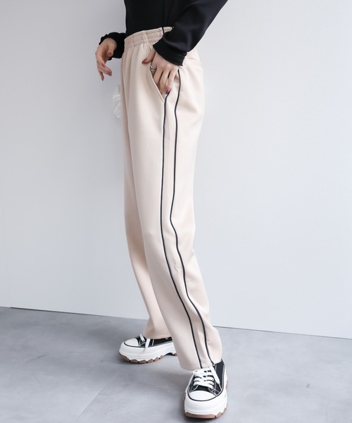 LAC-VERT（ラック・ヴェール）の「【セットアップ対応】配色トラックジャージ/パンツ（その他パンツ・レディース・ブラック/ピンク/ベージュ・FREE）」の13枚目の写真