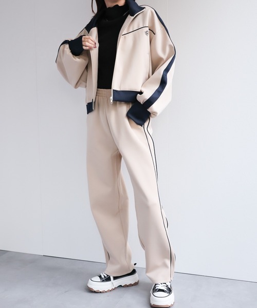 LAC-VERT（ラック・ヴェール）の「【セットアップ対応】配色トラックジャージ/パンツ（その他パンツ・レディース・ブラック/ピンク/ベージュ・FREE）」の11枚目の写真