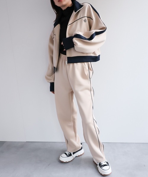 LAC-VERT（ラック・ヴェール）の「【セットアップ対応】配色トラックジャージ/パンツ（その他パンツ・レディース・ブラック/ピンク/ベージュ・FREE）」の12枚目の写真