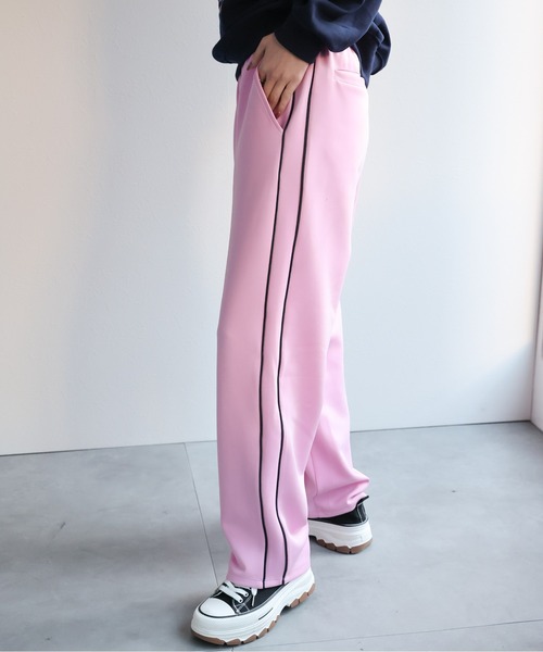 LAC-VERT（ラック・ヴェール）の「【セットアップ対応】配色トラックジャージ/パンツ（その他パンツ・レディース・ブラック/ピンク/ベージュ・FREE）」の7枚目の写真