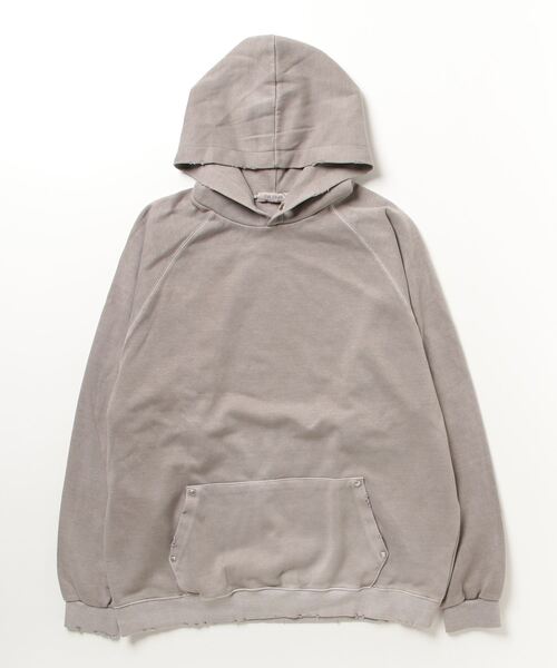 XU(エックスユー)の「ストリートファッション XU エックスユー studs pigment hoodie スタッズ ピグメント フーディー ラグランパーカー オーバーサイズ 長袖トップス 韓国ファッション(パーカー・メンズ・チャコールグレー/ベージュ・ONE SIZE)」の22枚目の写真