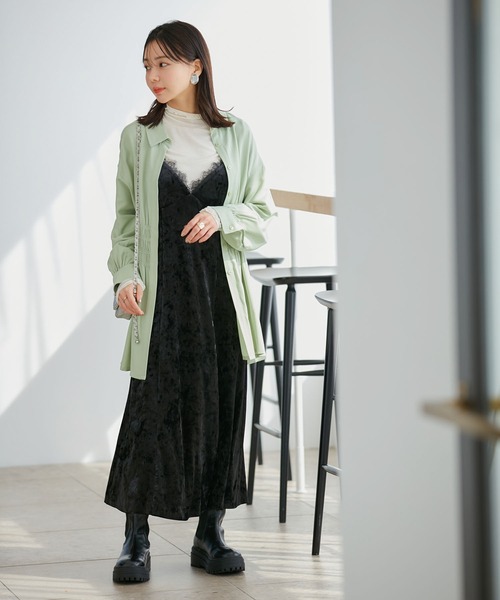 VIS（ビス）の「【洗える】ウエストシャーリングブラウス（シャツ/ブラウス・レディース・ベージュ/オフホワイト/グリーン系その他・FREE）」の7枚目の写真