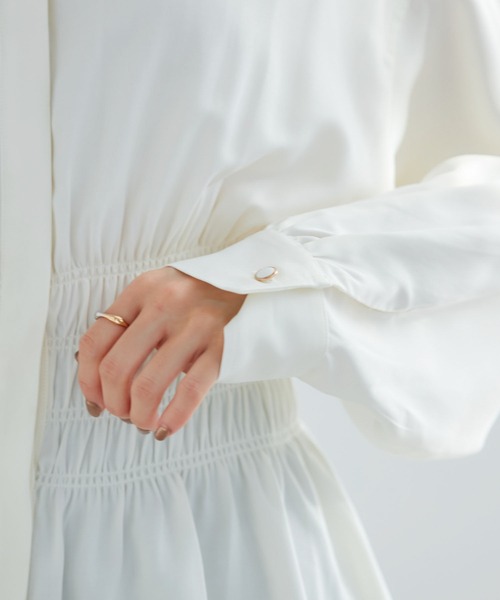 VIS（ビス）の「【洗える】ウエストシャーリングブラウス（シャツ/ブラウス・レディース・ベージュ/オフホワイト/グリーン系その他・FREE）」の9枚目の写真