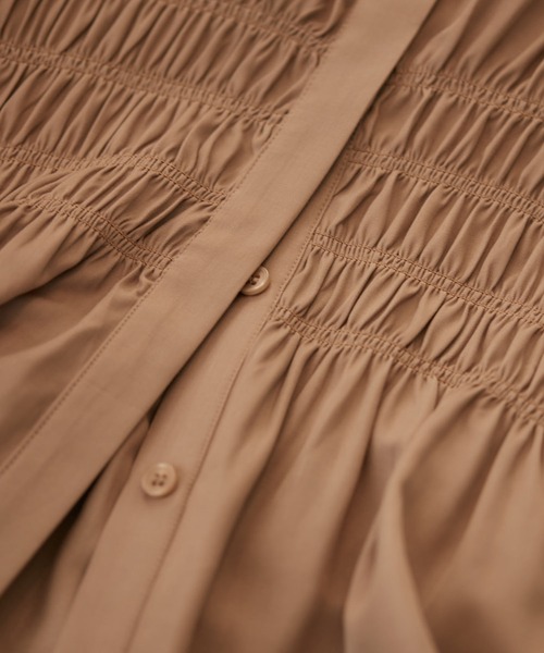 VIS（ビス）の「【洗える】ウエストシャーリングブラウス（シャツ/ブラウス・レディース・ベージュ/オフホワイト/グリーン系その他・FREE）」の6枚目の写真