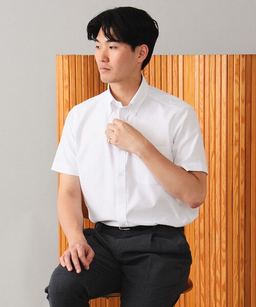 BEAMS F（ビームスエフ）の「BEAMS F / COOLMAX (R) カラミ ボタンダウンシャツ（ビジネスシャツ・メンズ・ホワイト/ネイビー/サックスブルー・LARGE/MEDIUM/SMALL/X-LARGE）」の8枚目の写真