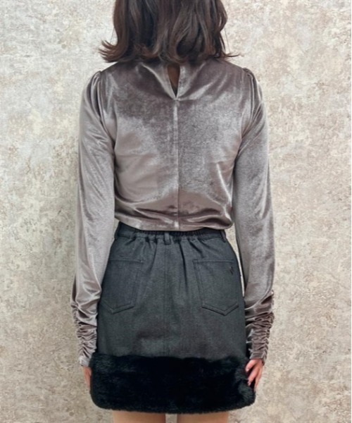 axes femme POETIQUE(アクシーズファムポエティック)の「チョーカーデザインベロアプル(Tシャツ/カットソー・レディース・モカ/ブラック/ピンク・MEDIUM)」の14枚目の写真