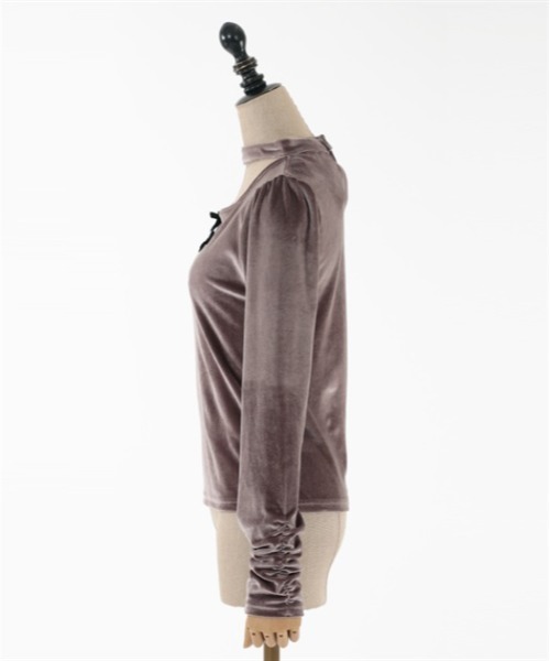 axes femme POETIQUE(アクシーズファムポエティック)の「チョーカーデザインベロアプル(Tシャツ/カットソー・レディース・モカ/ブラック/ピンク・MEDIUM)」の16枚目の写真