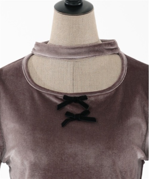 axes femme POETIQUE(アクシーズファムポエティック)の「チョーカーデザインベロアプル(Tシャツ/カットソー・レディース・モカ/ブラック/ピンク・MEDIUM)」の20枚目の写真