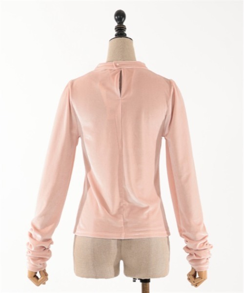axes femme POETIQUE(アクシーズファムポエティック)の「チョーカーデザインベロアプル(Tシャツ/カットソー・レディース・モカ/ブラック/ピンク・MEDIUM)」の6枚目の写真