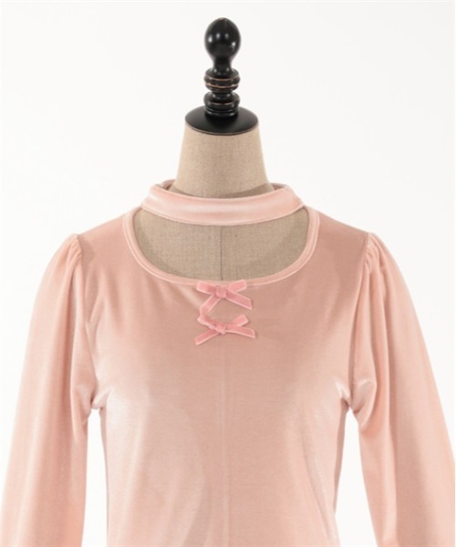 axes femme POETIQUE(アクシーズファムポエティック)の「チョーカーデザインベロアプル(Tシャツ/カットソー・レディース・モカ/ブラック/ピンク・MEDIUM)」の7枚目の写真