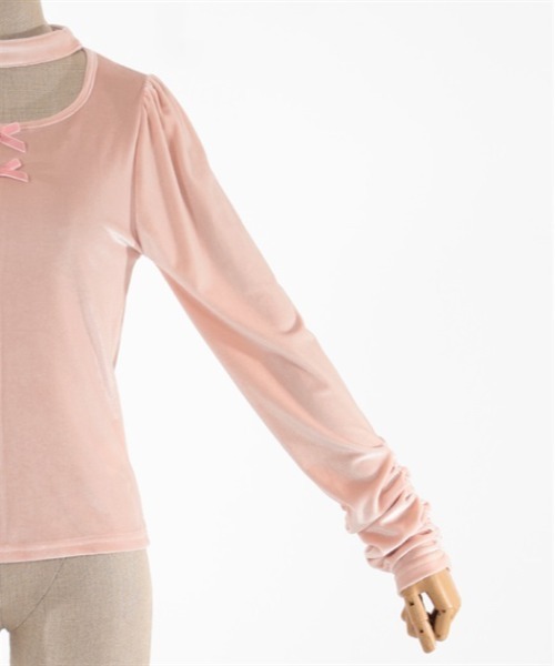 axes femme POETIQUE(アクシーズファムポエティック)の「チョーカーデザインベロアプル(Tシャツ/カットソー・レディース・モカ/ブラック/ピンク・MEDIUM)」の11枚目の写真