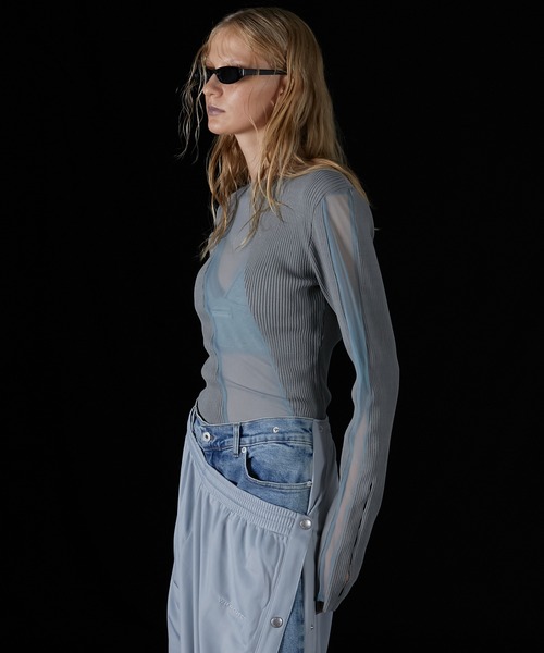 未使用 PRANK PROJECT シースルー リブ ニット カットソー prank project プランクプロジェクト シースルートップス 未使用 PRANK