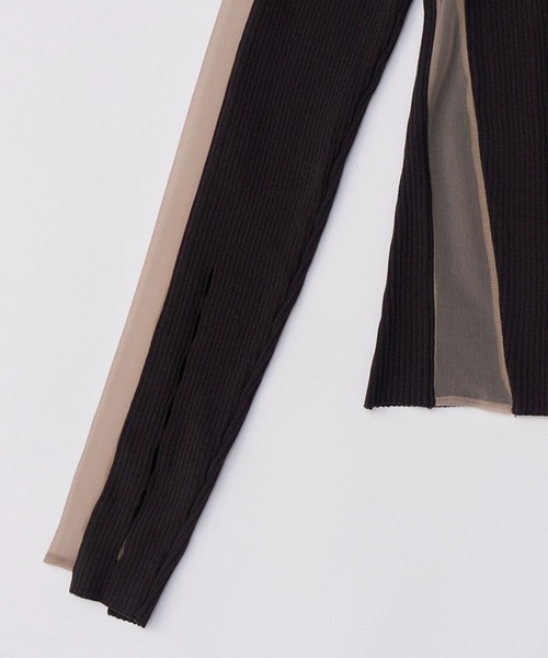PRANK PROJECT（プランクプロジェクト）の「シアードッキングリブニット / Sheer Docking Rib Knit（ニット/セーター・レディース・ベージュ/グレー/ブラック・FREE）」の20枚目の写真