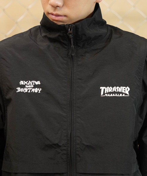 THRASHER（スラッシャー）の「【ムラサキスポーツ限定】THRASHER/スラッシャー 2WAYナイロンジャケット ビッグシルエット 袖取り外し可能 THM-24ASJKT01（ナイロンジャケット・メンズ・ブラック/カーキ・M/L/XL）」の13枚目の写真