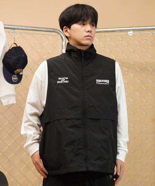 THRASHER（スラッシャー）の「【ムラサキスポーツ限定】THRASHER/スラッシャー 2WAYナイロンジャケット ビッグシルエット 袖取り外し可能 THM-24ASJKT01（ナイロンジャケット・メンズ・ブラック/カーキ・M/L/XL）」の8枚目の写真