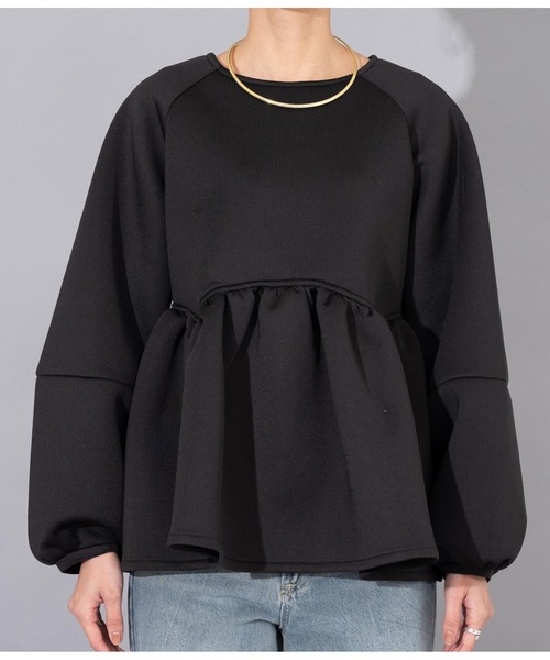 Settimissimo（セッティミッシモ）の「ダンボールニット ペプラム プルオーバー 長袖（Tシャツ/カットソー・レディース・ブラック/アイボリー・FREE）」の18枚目の写真