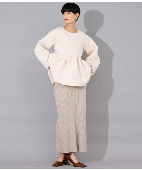 Settimissimo（セッティミッシモ）の「ダンボールニット ペプラム プルオーバー 長袖（Tシャツ/カットソー・レディース・ブラック/アイボリー・FREE）」の8枚目の写真