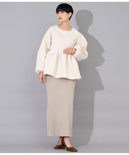 Settimissimo（セッティミッシモ）の「ダンボールニット ペプラム プルオーバー 長袖（Tシャツ/カットソー・レディース・ブラック/アイボリー・FREE）」の9枚目の写真