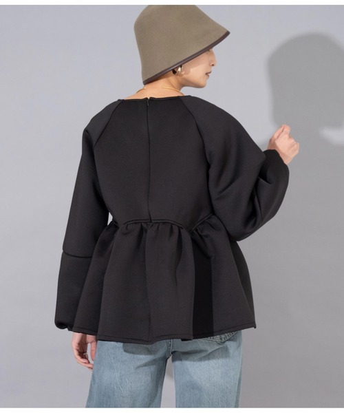 Settimissimo（セッティミッシモ）の「ダンボールニット ペプラム プルオーバー 長袖（Tシャツ/カットソー・レディース・ブラック/アイボリー・FREE）」の12枚目の写真