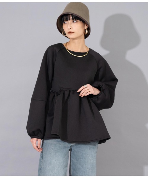 Settimissimo（セッティミッシモ）の「ダンボールニット ペプラム プルオーバー 長袖（Tシャツ/カットソー・レディース・ブラック/アイボリー・FREE）」の13枚目の写真