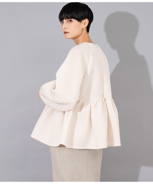 Settimissimo（セッティミッシモ）の「ダンボールニット ペプラム プルオーバー 長袖（Tシャツ/カットソー・レディース・ブラック/アイボリー・FREE）」の4枚目の写真