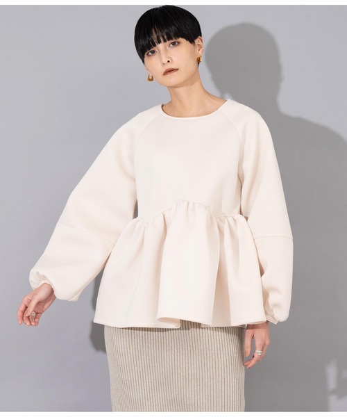 Settimissimo（セッティミッシモ）の「ダンボールニット ペプラム プルオーバー 長袖（Tシャツ/カットソー・レディース・ブラック/アイボリー・FREE）」の6枚目の写真