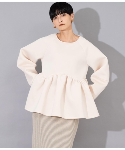 Settimissimo（セッティミッシモ）の「ダンボールニット ペプラム プルオーバー 長袖（Tシャツ/カットソー・レディース・ブラック/アイボリー・FREE）」の5枚目の写真