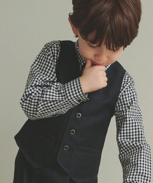 BRANSHES（ブランシェス）の「【フォーマル/綿100％】ギンガムチェックシャツ（シャツ/ブラウス・キッズ・ブラック・120/130/110）」の6枚目の写真