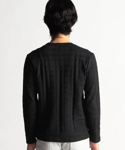 HIDEAWAYS NICOLE（ハイダウェイニコル）の「タックボーダーカノコ・リンクスチェックVネックプルオーバ―（Tシャツ/カットソー・メンズ・オフホワイト/ブラック/ブラック系/ホワイト系・LARGE/MEDIUM/X-LARGE）」の13枚目の写真