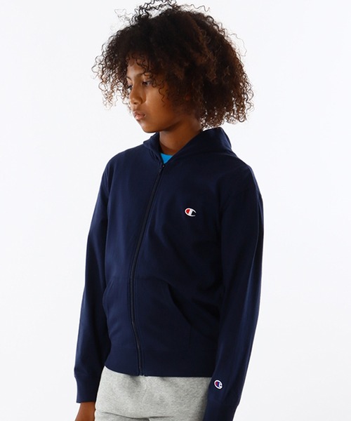 Champion（チャンピオン）の「【Champion/チャンピオン】キッズ ベーシック ジップフーデッドシャツ（パーカー・キッズ・ゴールド/ネイビー/ブラック/グレー・160/150/140/130/120/100/110）」の3枚目の写真