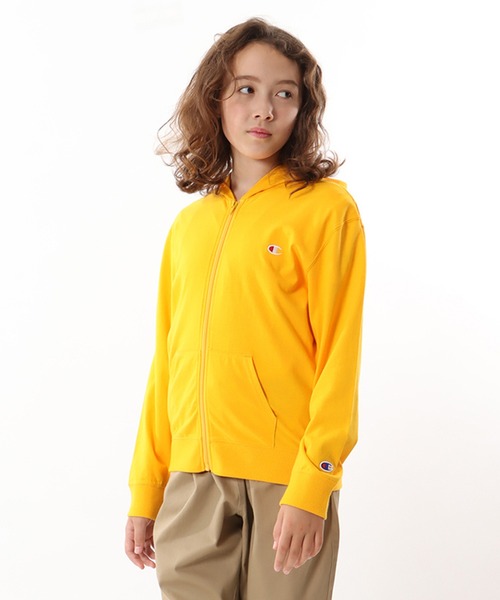 Champion（チャンピオン）の「【Champion/チャンピオン】キッズ ベーシック ジップフーデッドシャツ（パーカー・キッズ・ゴールド/ネイビー/ブラック/グレー・160/150/140/130/120/100/110）」の4枚目の写真