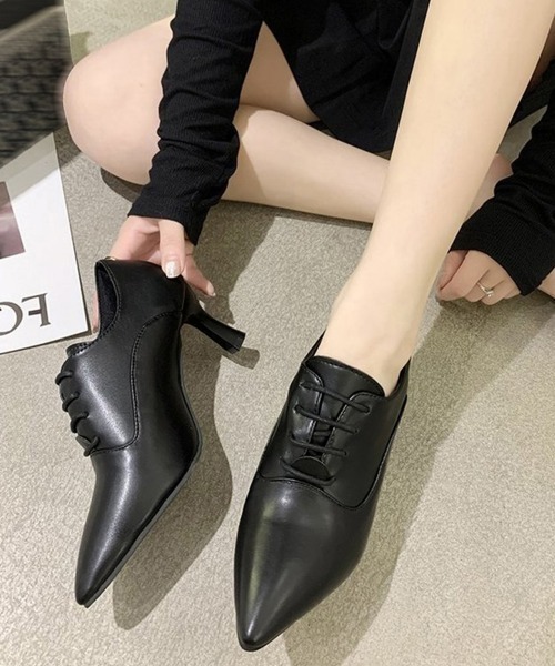 Miniministore(ミニミニストア)の「アンクル丈ブーティ ハイヒール 韓国風(パンプス・レディース・ブラック系3/ブラック系2/ブラック系1・24.5cm/24.0cm/22.5cm/23.5cm/23.0cm)」の3枚目の写真