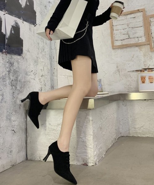 Miniministore(ミニミニストア)の「アンクル丈ブーティ ハイヒール 韓国風(パンプス・レディース・ブラック系3/ブラック系2/ブラック系1・24.5cm/24.0cm/22.5cm/23.5cm/23.0cm)」の10枚目の写真