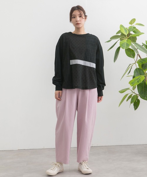 POU DOU DOU（プードゥドゥ）の「異素材ミックスプルオーバー（Tシャツ/カットソー・レディース・ブラック/オフホワイト/イエロー・3）」の22枚目の写真
