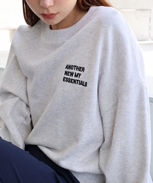 ANME（アンメ）の「【新色・新サイズ追加】ロゴ刺繍ANME裏毛スウェットトップス（スウェット・レディース・ネイビー/オートミール/ブラック/アイボリー/チャコールグレー/杢グレー/オフホワイト/ブラウン・M/XL/L/S）」の7枚目の写真