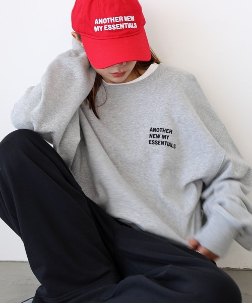 ANME（アンメ）の「【新色・新サイズ追加】ロゴ刺繍ANME裏毛スウェットトップス（スウェット・レディース・ネイビー/オートミール/ブラック/アイボリー/チャコールグレー/杢グレー/オフホワイト/ブラウン・M/XL/L/S）」の6枚目の写真