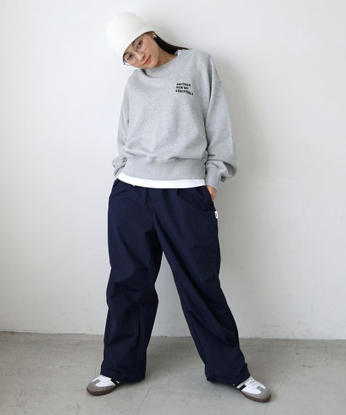 ANME（アンメ）の「【新色・新サイズ追加】ロゴ刺繍ANME裏毛スウェットトップス（スウェット・レディース・ネイビー/オートミール/ブラック/アイボリー/チャコールグレー/杢グレー/オフホワイト/ブラウン・M/XL/L/S）」の10枚目の写真