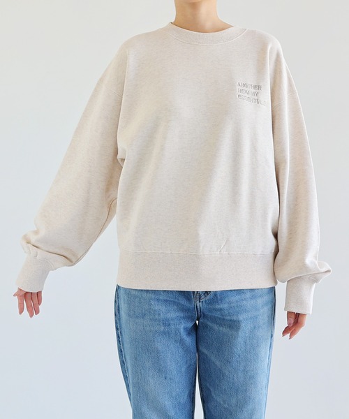 ANME（アンメ）の「【新色・新サイズ追加】ロゴ刺繍ANME裏毛スウェットトップス（スウェット・レディース・ネイビー/オートミール/ブラック/アイボリー/チャコールグレー/杢グレー/オフホワイト/ブラウン・M/XL/L/S）」の12枚目の写真