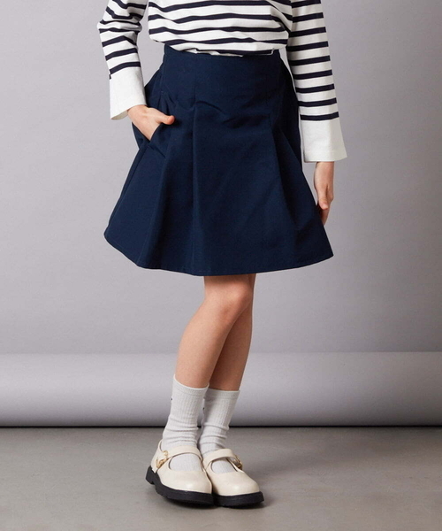 a.v.v（アーヴェヴェ）の「[140-150]【セットアップ対応】ハイウエストタックスカート（スカート・キッズ・ベージュ/ネイビー・140/150）」の19枚目の写真