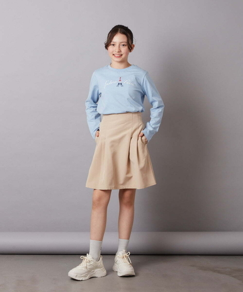 a.v.v（アーヴェヴェ）の「[140-150]【セットアップ対応】ハイウエストタックスカート（スカート・キッズ・ベージュ/ネイビー・140/150）」の6枚目の写真