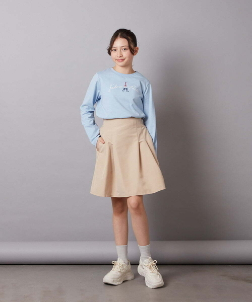 a.v.v（アーヴェヴェ）の「[140-150]【セットアップ対応】ハイウエストタックスカート（スカート・キッズ・ベージュ/ネイビー・140/150）」の7枚目の写真