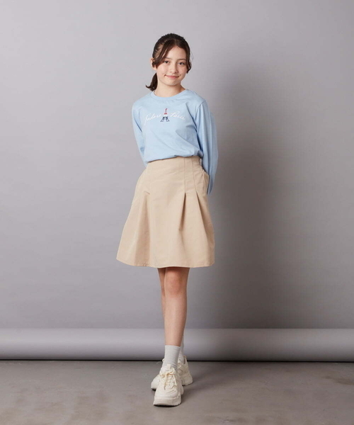 a.v.v（アーヴェヴェ）の「[140-150]【セットアップ対応】ハイウエストタックスカート（スカート・キッズ・ベージュ/ネイビー・140/150）」の9枚目の写真