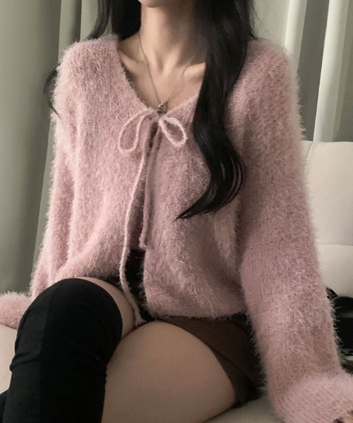 VIVID LADY（ビビッドレディー）の「ふわふわシャギーカーディガン（カーディガン/ボレロ・レディース・アイボリー/ブルーグレー/ブラック/ピンク・FREE）」の10枚目の写真