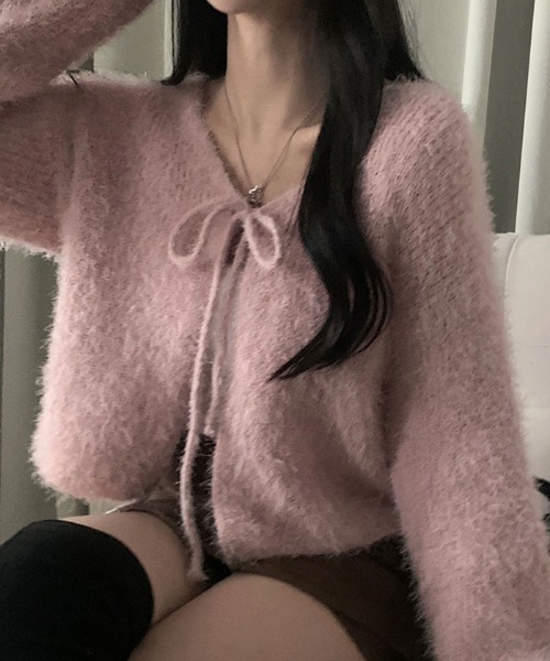 VIVID LADY（ビビッドレディー）の「ふわふわシャギーカーディガン（カーディガン/ボレロ・レディース・アイボリー/ブルーグレー/ブラック/ピンク・FREE）」の11枚目の写真