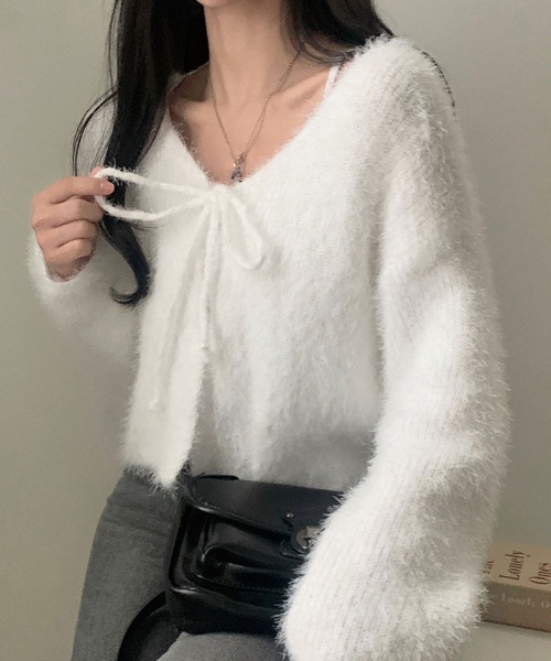 VIVID LADY（ビビッドレディー）の「ふわふわシャギーカーディガン（カーディガン/ボレロ・レディース・アイボリー/ブルーグレー/ブラック/ピンク・FREE）」の15枚目の写真